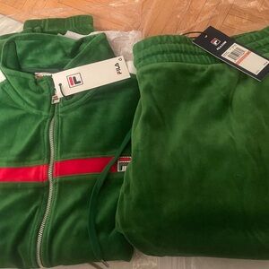 Fila Emerald Green Tracksuit with Crimson Highlights